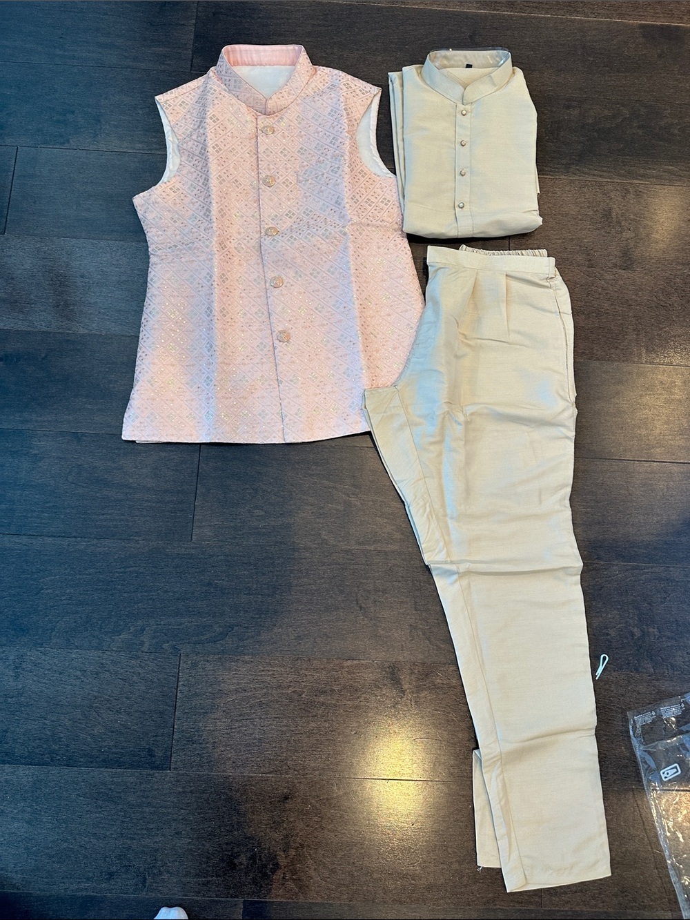 Kurta 3 pc Sleeveless Jacket with Pant Set